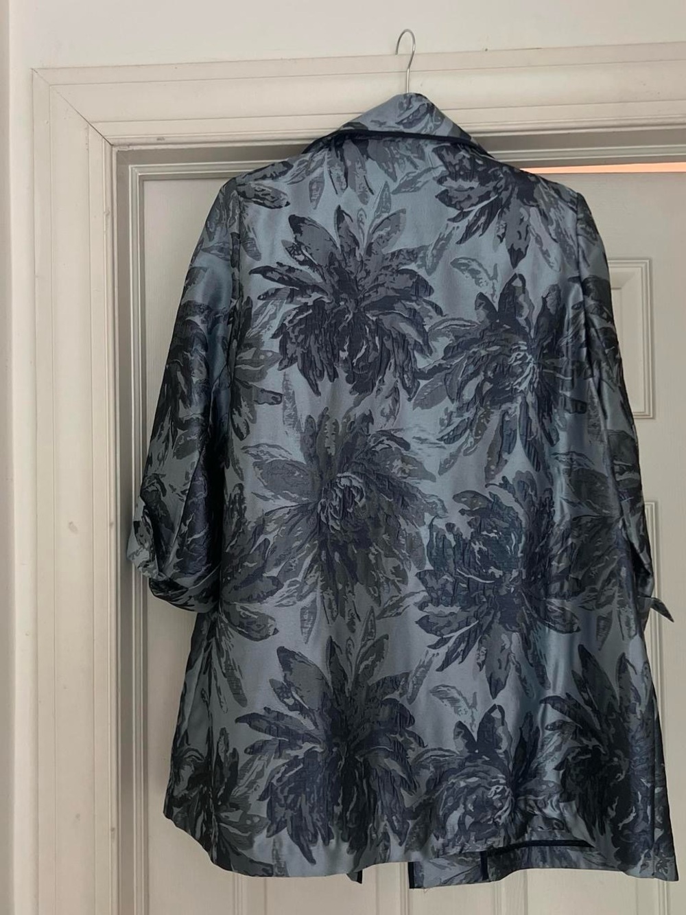 Chico's Slate Blue Floral Jacquard Jacket - Picture 2 of 6